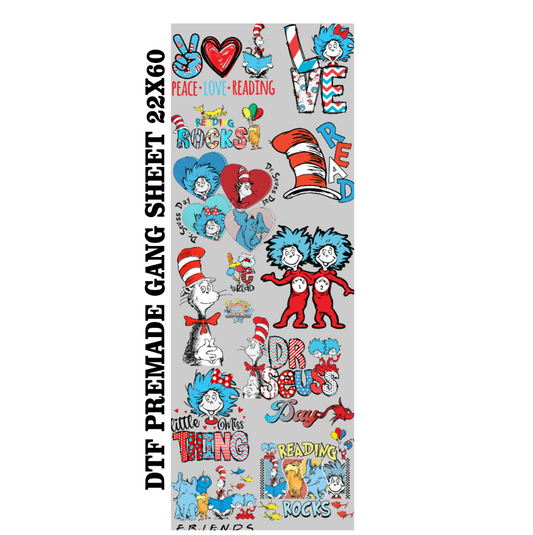Premade Dr Suess DTF Gang Sheet Transfers