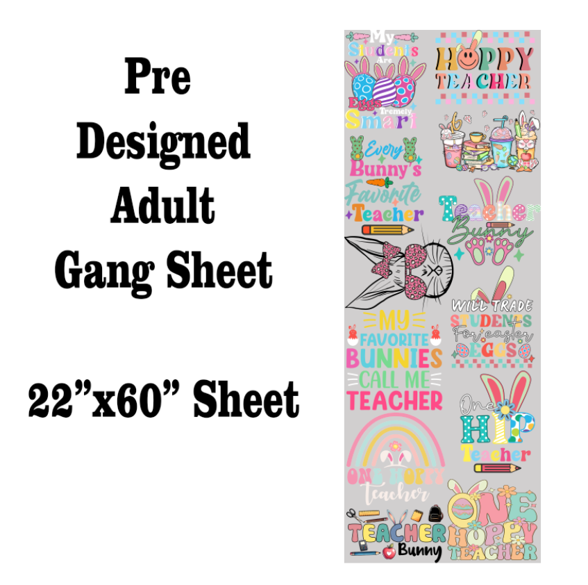 Easter Teacher DTF Gang Sheet Transfers