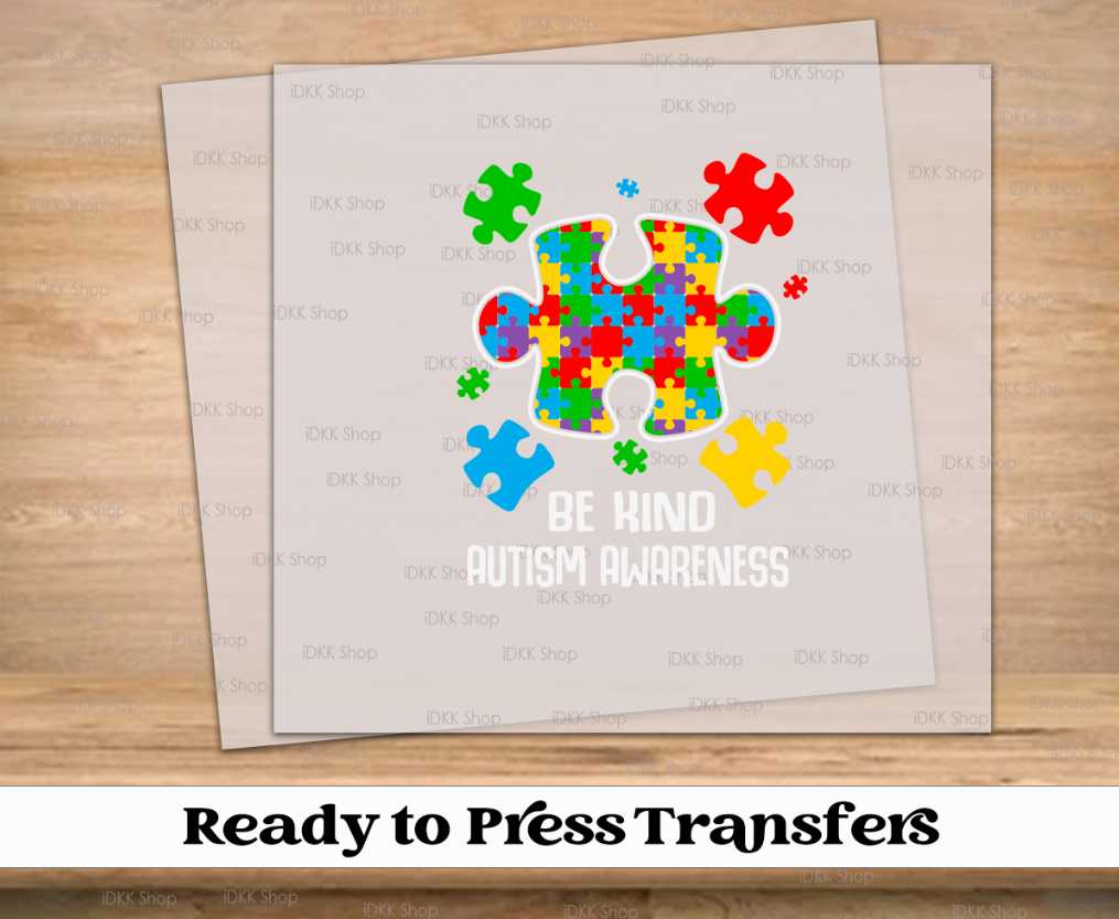 Be Kind Autism Awareness DTF Transfer