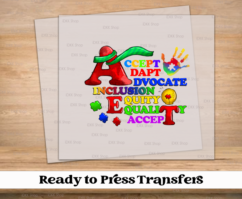 Accept Adapt Advocate Autism DTF Transfer