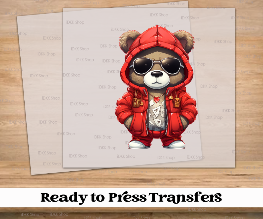 Red Hip Hop Bear | DTF Transfer