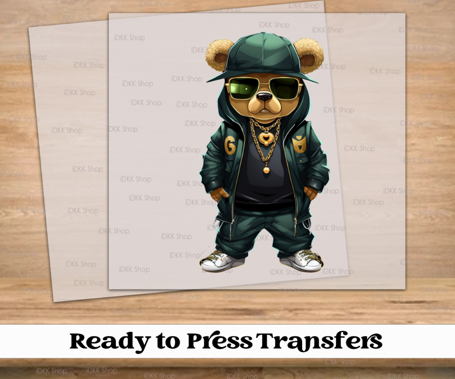 Money Green Hip Hop Bear | DTF Transfer