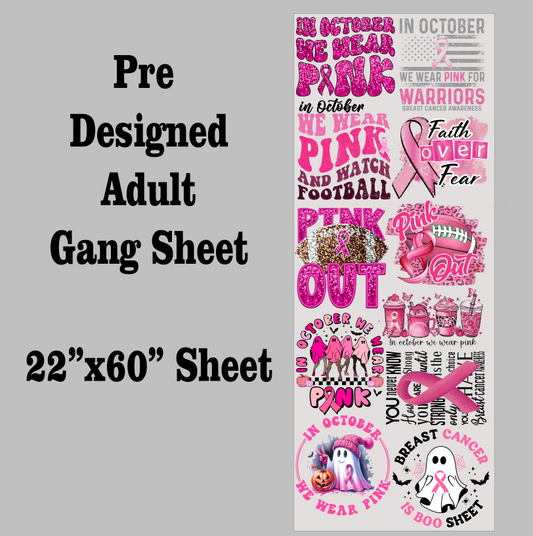 Breast Cancer Awareness DTF Gang Sheet Pink Out