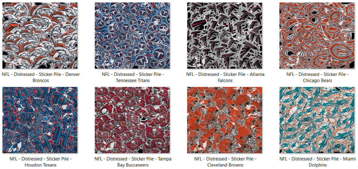 Football Distressed Sticker Pile TV Tray Decal