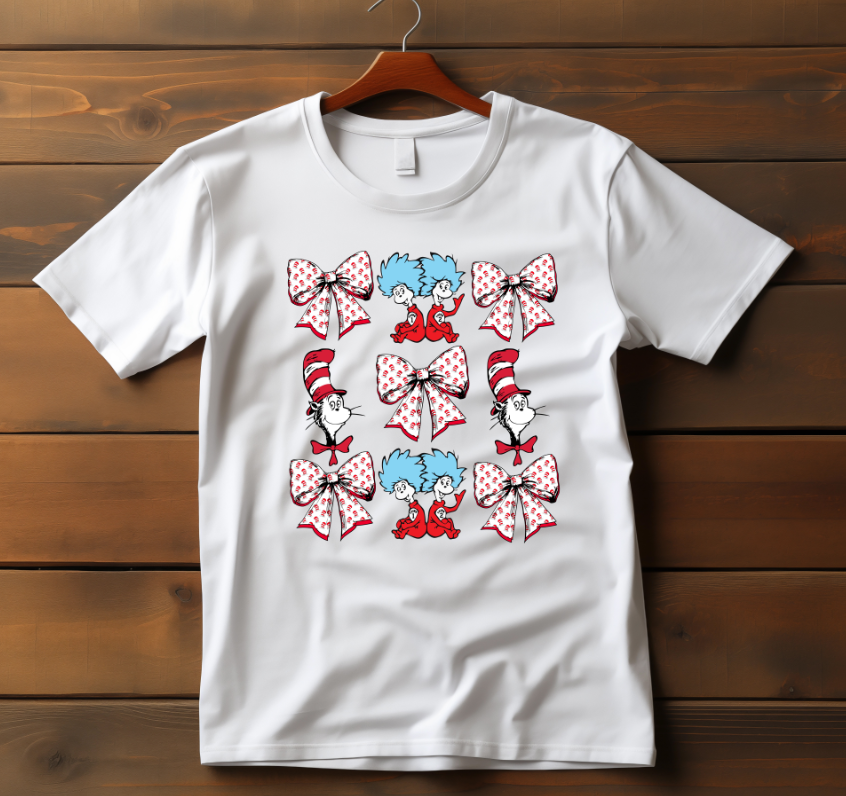 Suess Day Bows Striped DTF Transfer