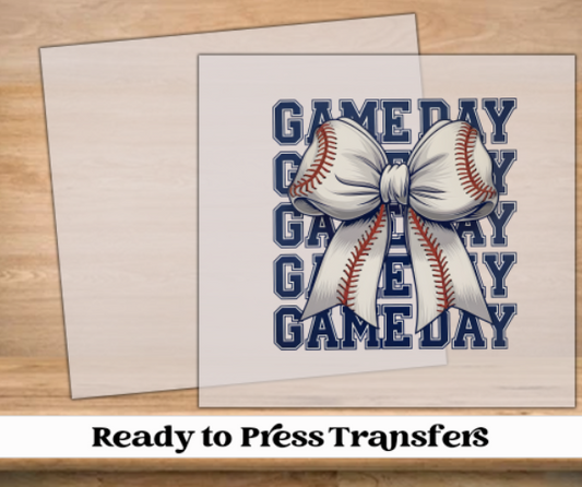 Baseball Game Day Bow DTF Transfer