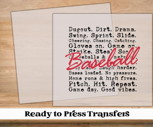 Baseball Language DTF Transfer