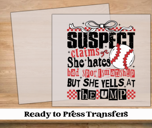 Suspect Claims She Hates Baseball DTF Transfer