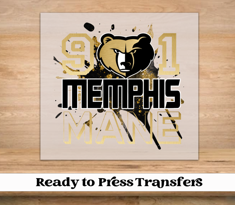 901 Memphis Mane Gold DTF Transfer