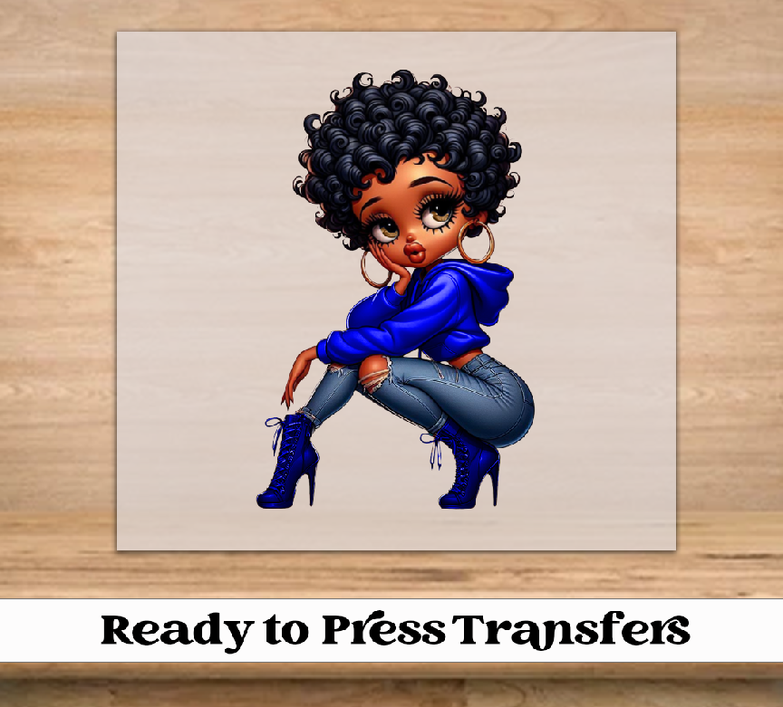 Blue Betty Boop DTF Transfer