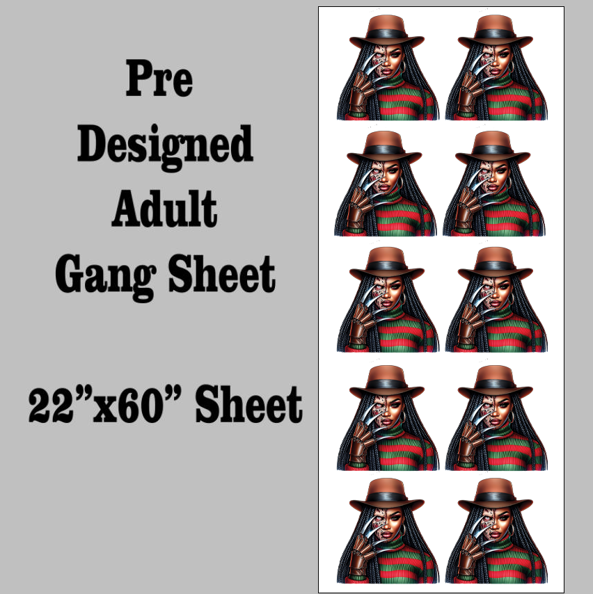 Melanin Freddy Halloween DTF Gang Sheet