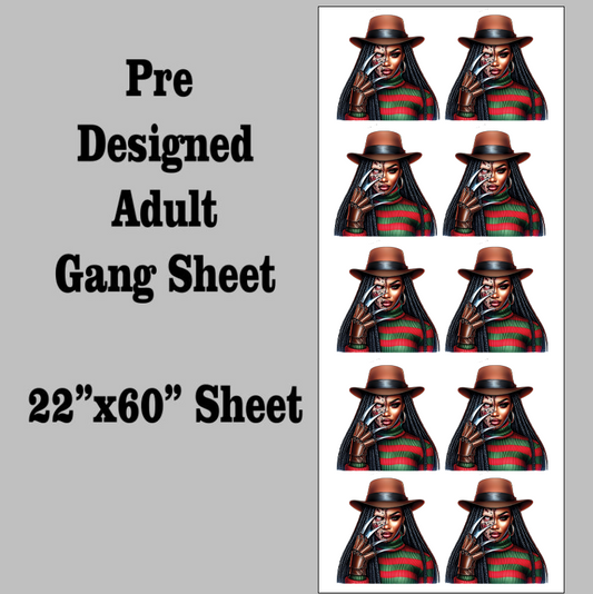 Melanin Freddy Halloween DTF Gang Sheet