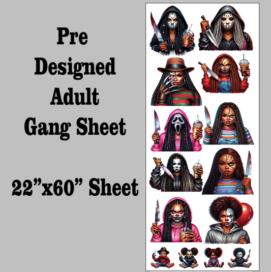 Melanin Horror Halloween DTF Gang Sheet