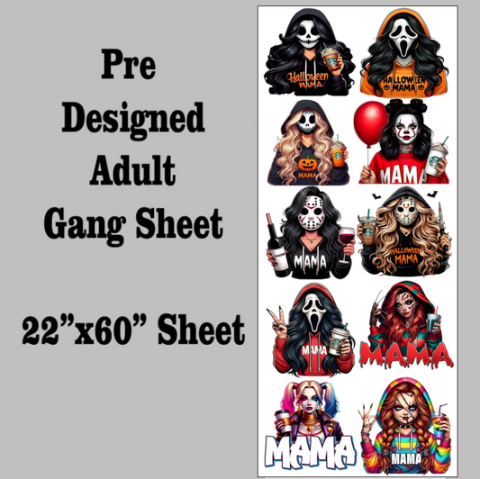 Horror Mama Halloween DTF Gang Sheet