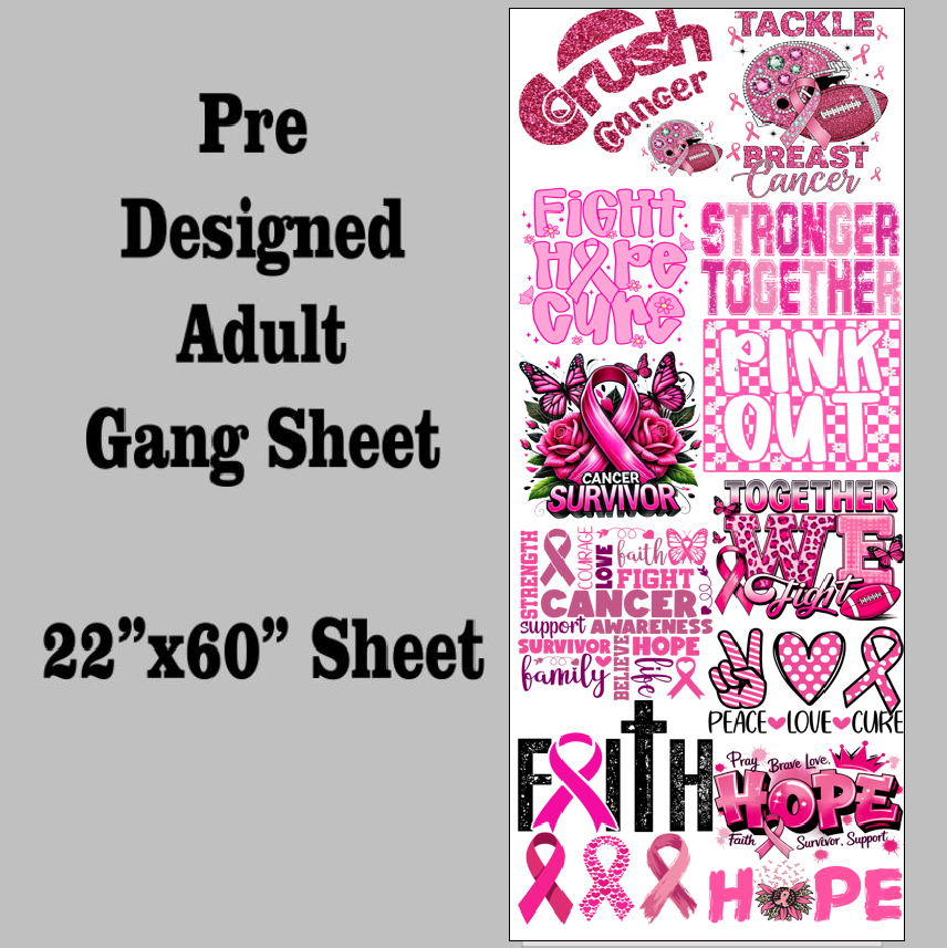 Breast Cancer DTF Gang Sheet