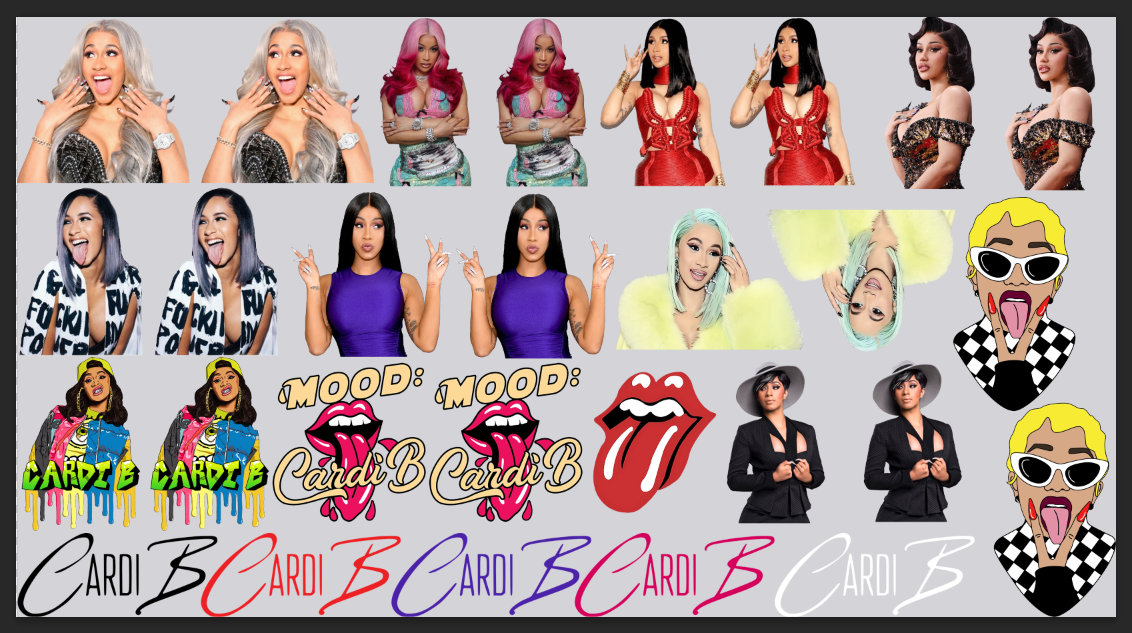 Cardi DTF Hat Gang Sheet 22x12 | Trucker Hat Size Transfers