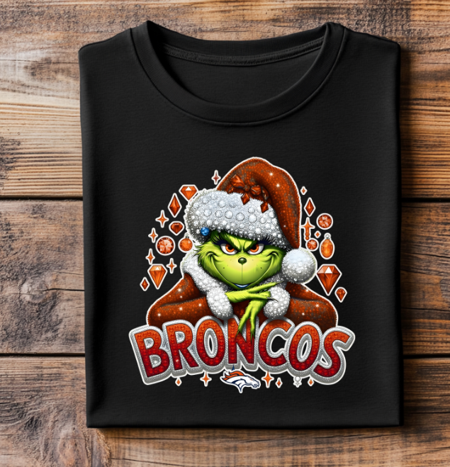 Faux Glitter Grinch Football DTF Transfer