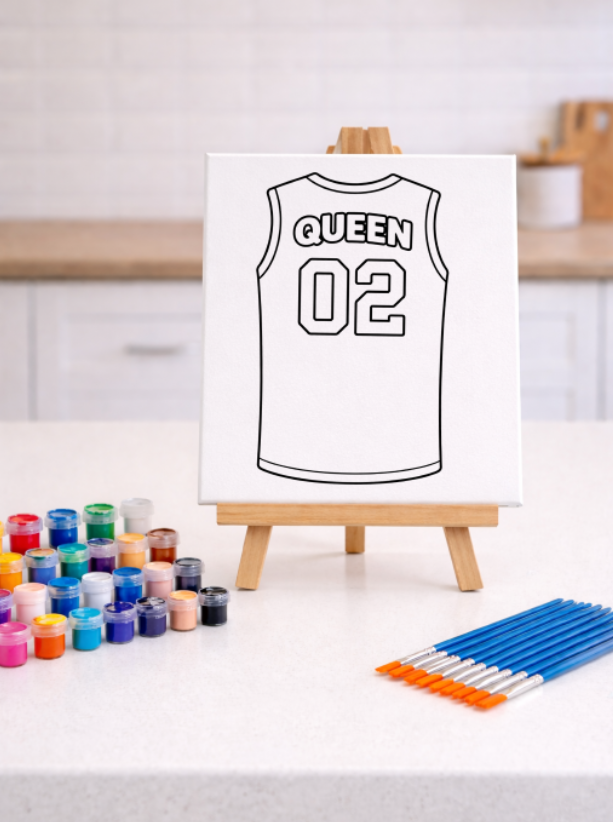 King And Queen Jersey Valentine's Day - Pre-Sketched Canvas