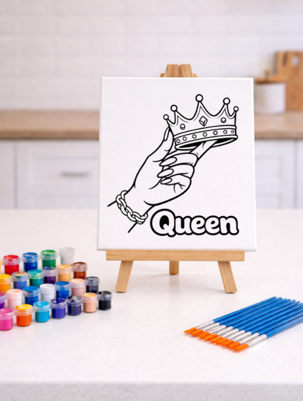 King And Queen Crown Valentine's Day - Pre-Sketched Canvas