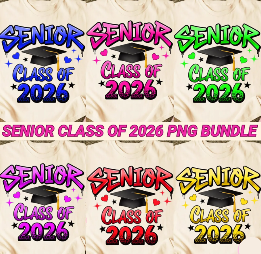 Graffiti Graduation Cap Leopard Print Senior 2026 DTF Transfer