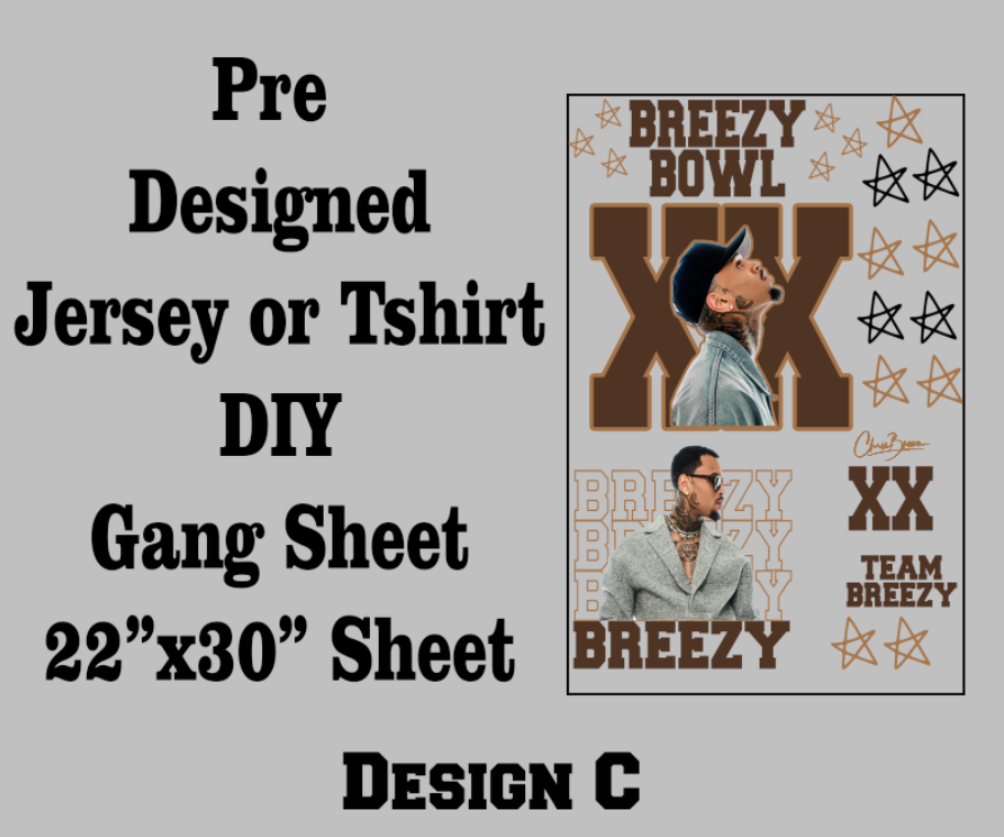 Make My Own Breezy Jersey DTF Sheet (Non Glitter)