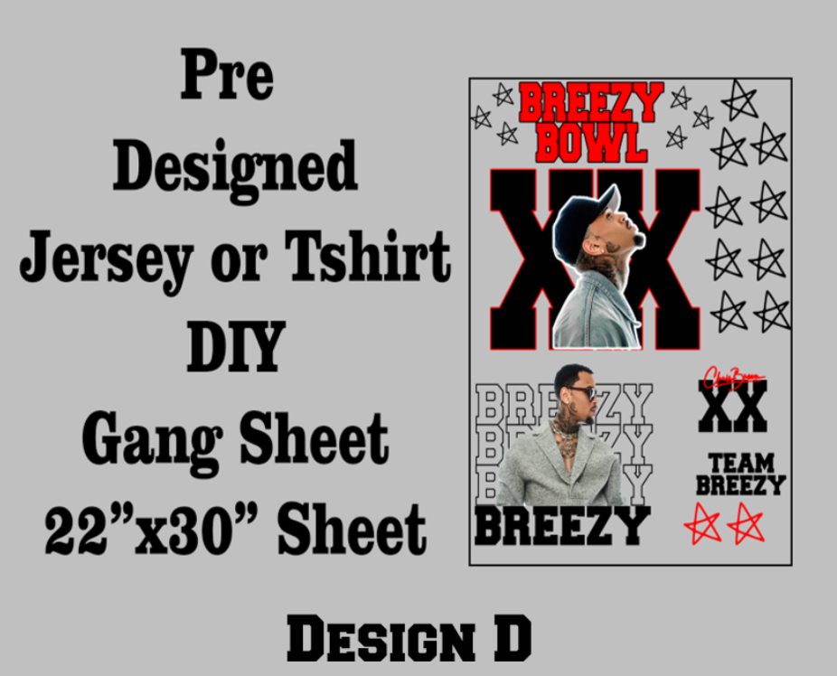 Make My Own Breezy Jersey DTF Sheet (Non Glitter)