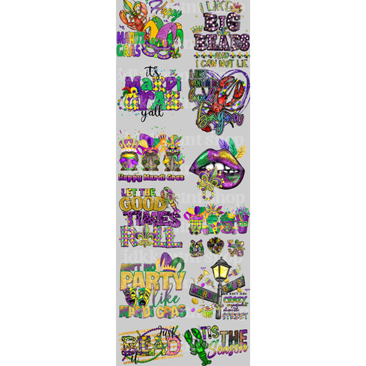 Mardi Gras DTF Gang Sheet Transfers