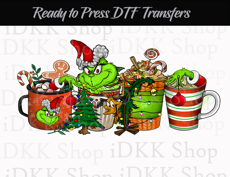 Sublimation or DTF Transfer, Coffee Grin ch Christmas | Ready to Press Transfers