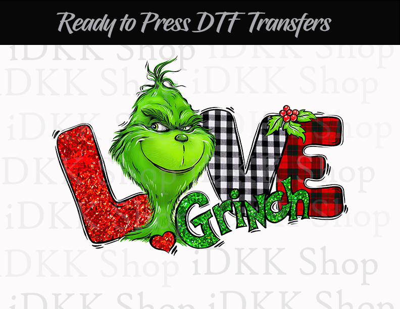 Sublimation or DTF Transfer, Christmas Love Grin ch | Ready to Press Transfers