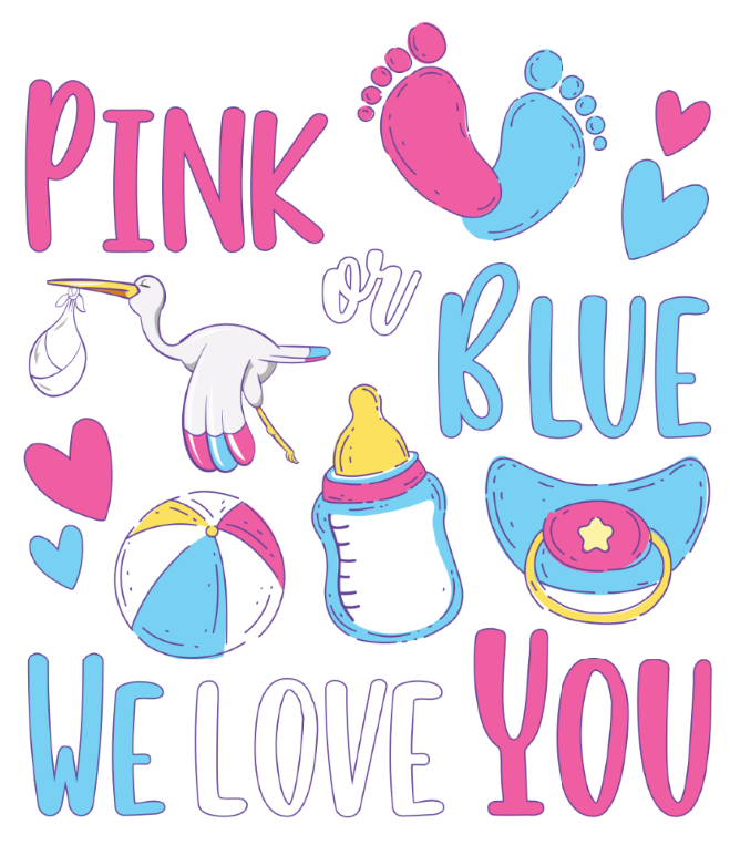 Pink or Blue We Love You Reveal Transfer