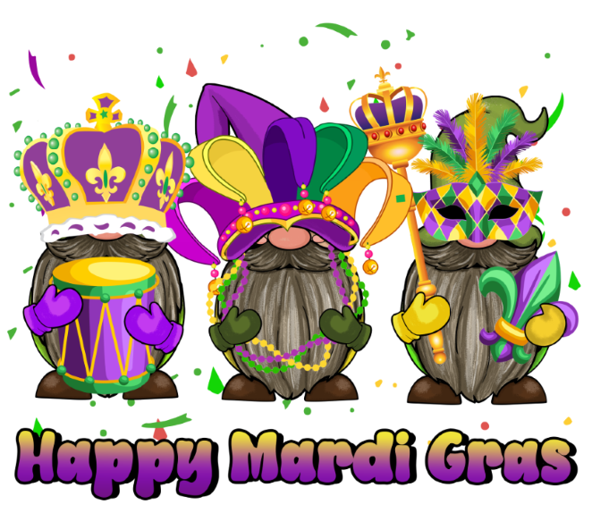 Gnome Happy Mardi Gras | DTF/Sublimation Transfer