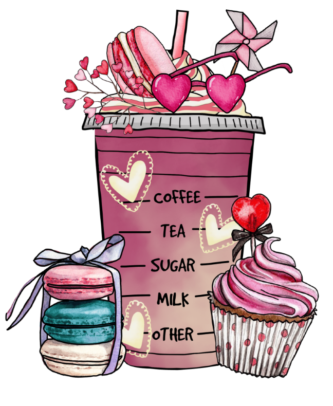 DTF Transfer, Coffee Latte Valentines
