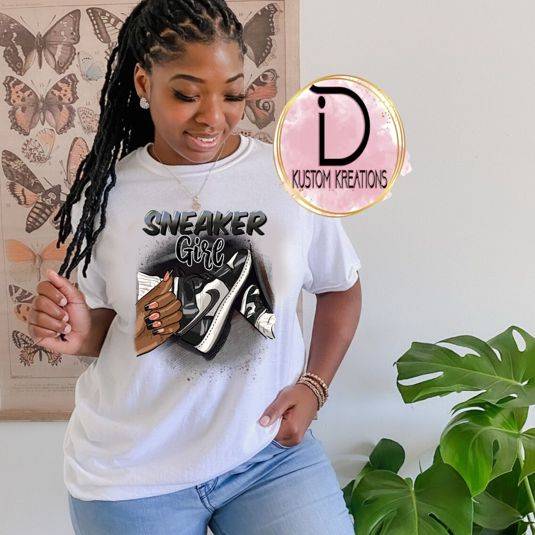 Grey White Sneaker Girl Tee | Meme Tee