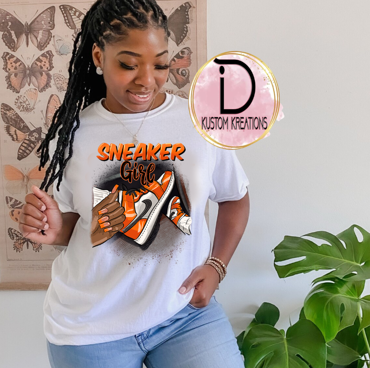 Orange Sneaker Girl Tee | Meme Tee