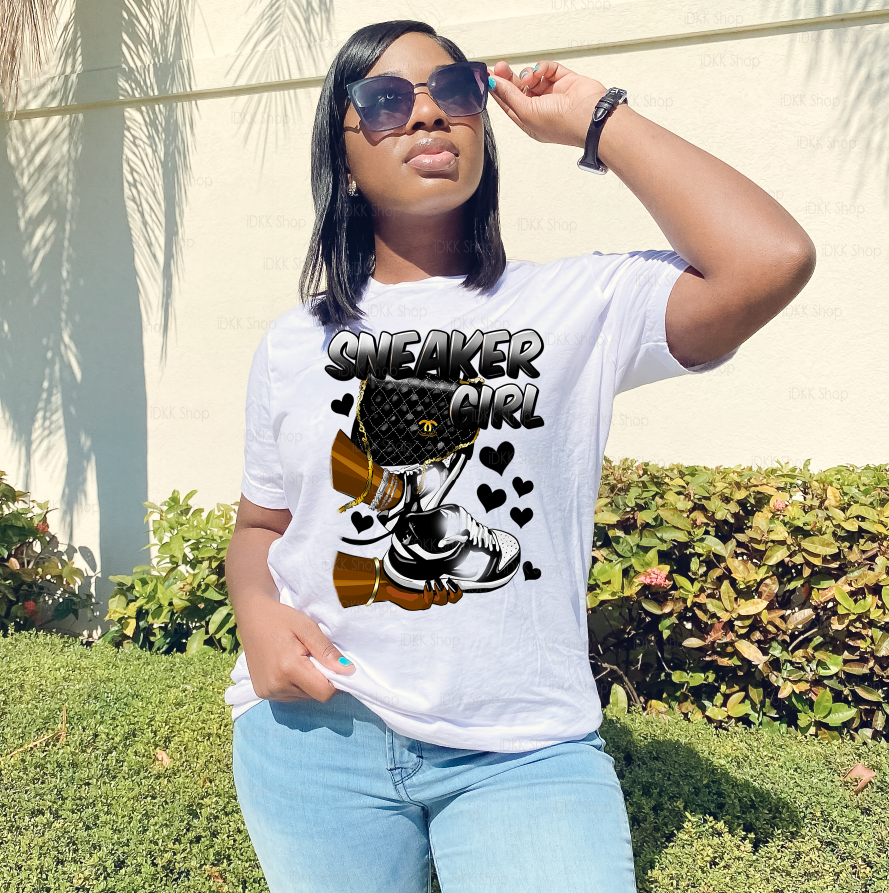 Black Sneaker Girl and Purse Tee | Meme Tee