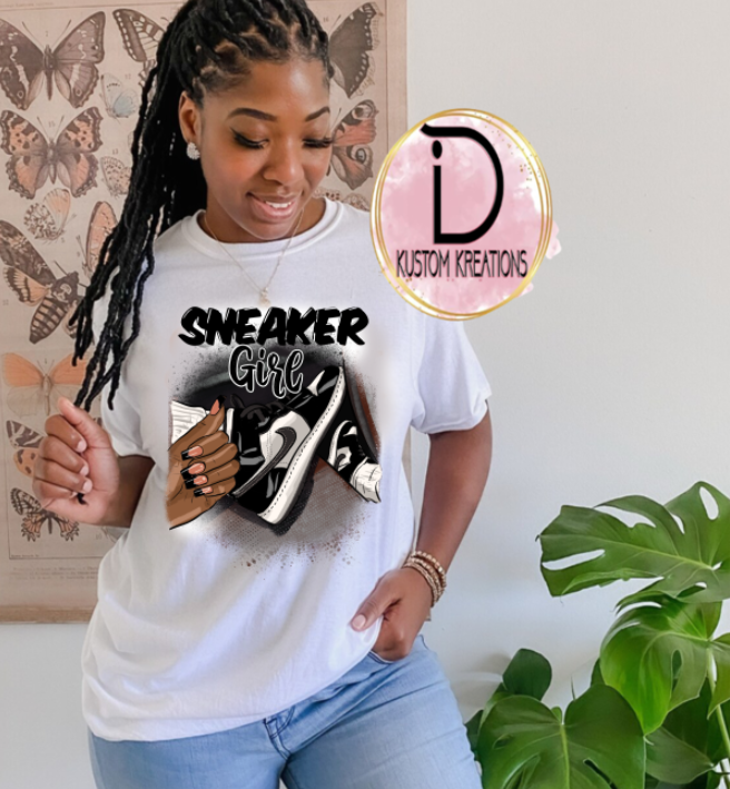 Black White Sneaker Girl Tee | Meme Tee