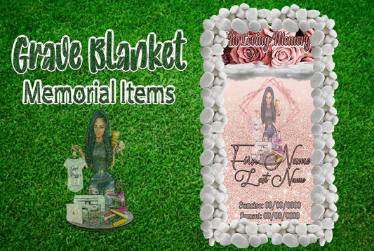Rose Gold Grave Blanket, Memorial Items | READ DESCRIPTION