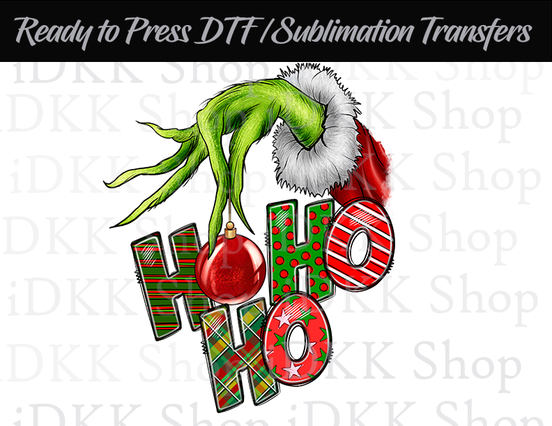 Sublimation or DTF Transfer, Ho Ho Ho Christmas Ready to Press Transfers