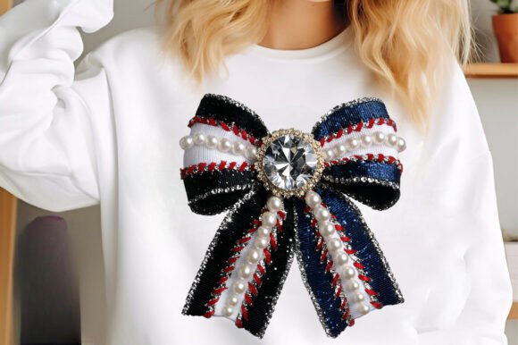 Blue Pearl Baseball Bow DTF Transfer