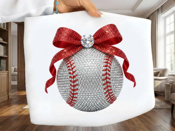 Bling Rhinestone Baseball Bow DTF Transfer