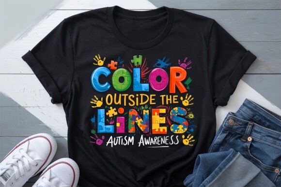 Color Outside The Lines Autism Awareness DTF Transfer