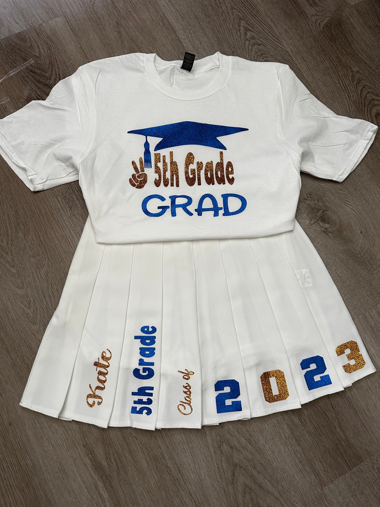 Kids Graduation Skirt Set, Graduation Gift, Pleated Skirt, Grad Outfit, 2024 Grad