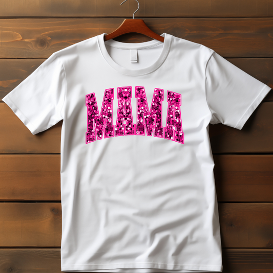 Faux Sequin Mama DTF Transfer - Pink