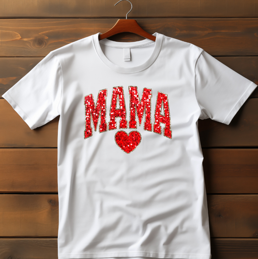 Faux Sequin Mama DTF Transfer - Red