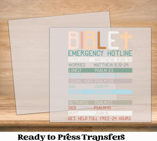 Bible Emergency Hotline DTF Transfer