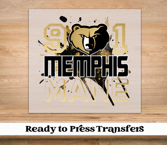 901 Memphis Mane Gold DTF Transfer
