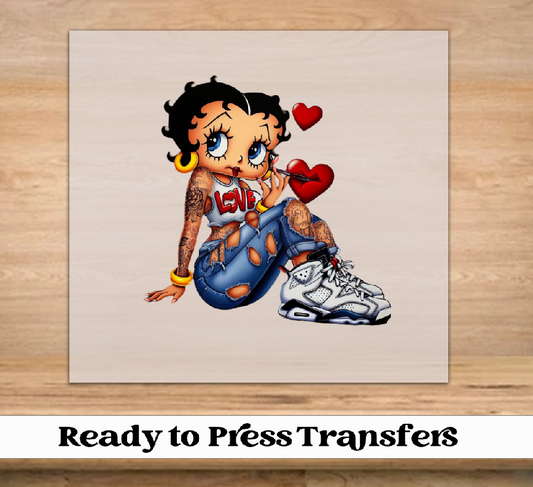 Betty Boop Heart DTF Transfer