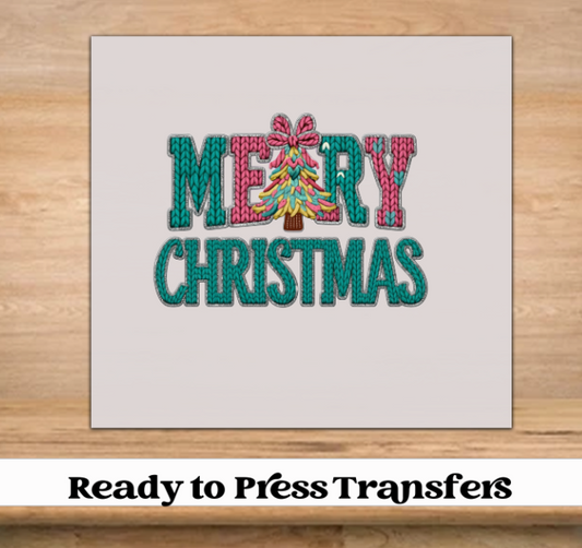 Merry Christmas Yarn Faux DTF Transfer