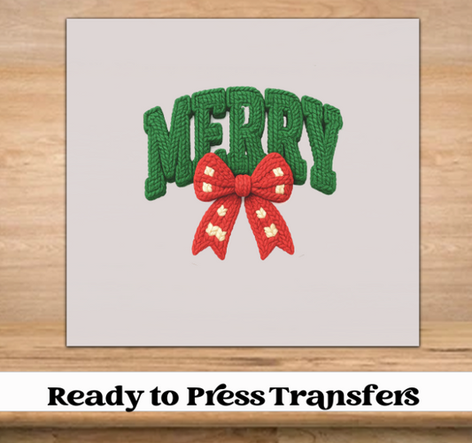 Merry Bow Yarn Faux DTF Transfer
