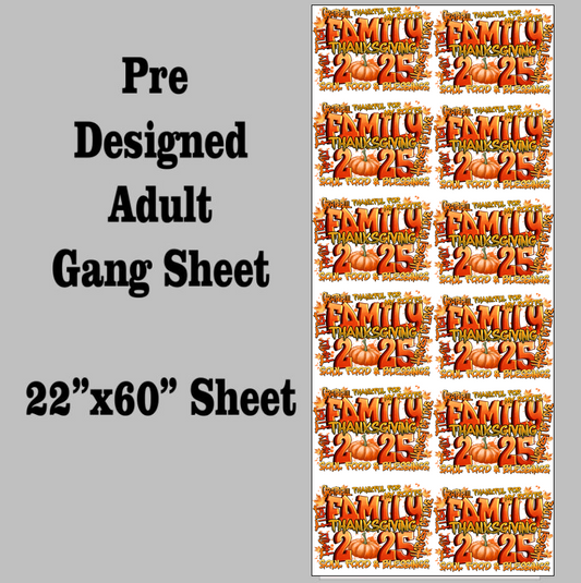 Family Thanksgiving 2025 DTF Gang Sheet